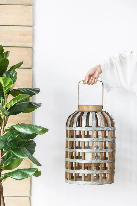 Decorative Lantern With Handle, Wooden Lantern For Indoor Outdoor, Home Garden Wedding - Furniture Home Direct