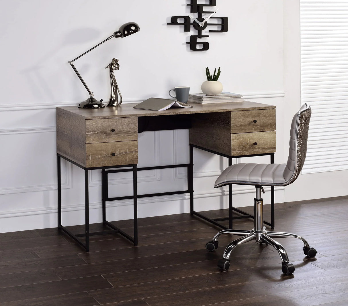 Desirre - Wirting Desk With USB Port - Oak - Furniture Home Direct
