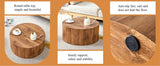 Coffee Table Cylindrical Wood Design Accent Warm Brown - Furniture Home Direct