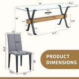 Dining Set With Glass Table And Upholstered Chairs Gray - Furniture Home Direct