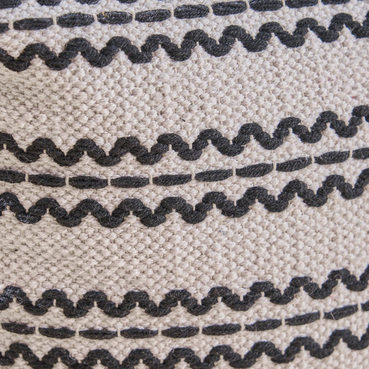 Lani - Handcrafted Fabric Pouf, Durable Cotton Square - Natural / Black - Furniture Home Direct