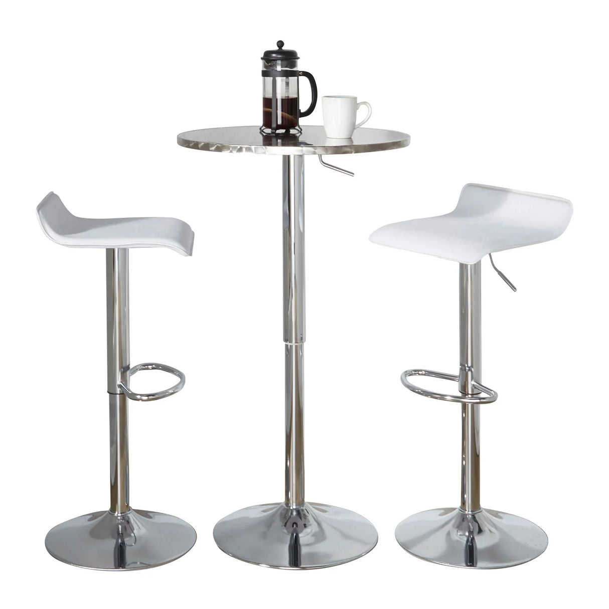 Ale - 3 Piece Bar Set Bistro Round Contemporary Adjustable Oval Footrest - Furniture Home Direct