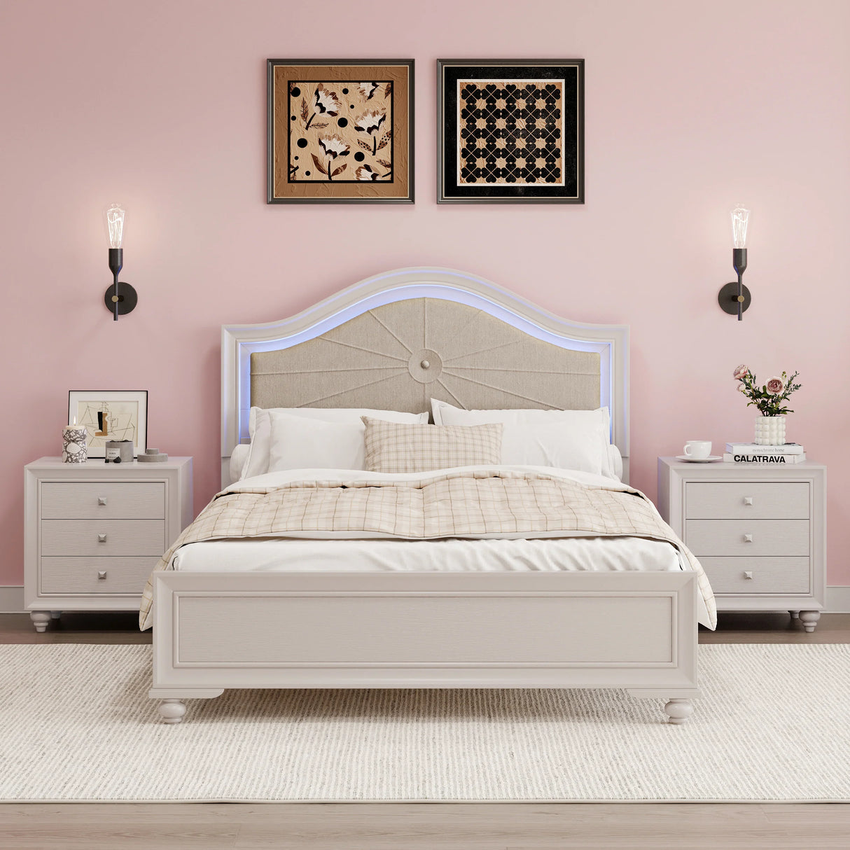 3 Piece Queen Bedroom Set(Queen Bed and 2 Nightstands) - Furniture Home Direct