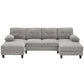 U-Shaped Sectional Sofa 103.5" Black Chenille Fabric Couch With Dual Chaise Lounges, Storage Pockets, Armrest Pillows - Furniture Home Direct