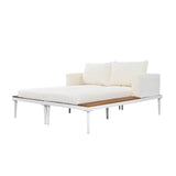 Outdoor Chaise Lounge Modern Cushions Wood Tray Beige - Furniture Home Direct