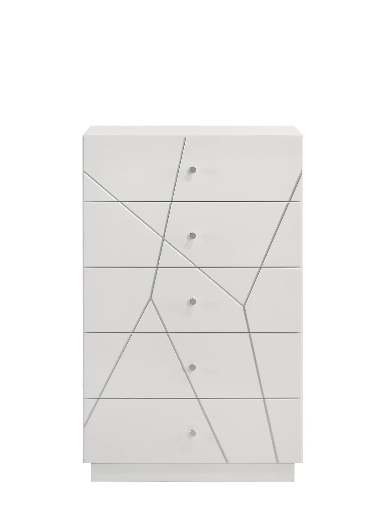 Bedroom Set Modern Geometric Wood Finish Five Piece White - Furniture Home Direct
