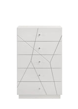 Bedroom Set Modern Geometric Wood Finish Five Piece White - Furniture Home Direct