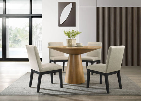 Jasper - Contemporary Round Dining Table With Black Finish Chairs - Furniture Home Direct