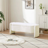 Ottoman Oval Storage Bench, 3D Lamb Fleece Bench With Large Storage Space For The Living Room, Entryway And Bedroom - Furniture Home Direct