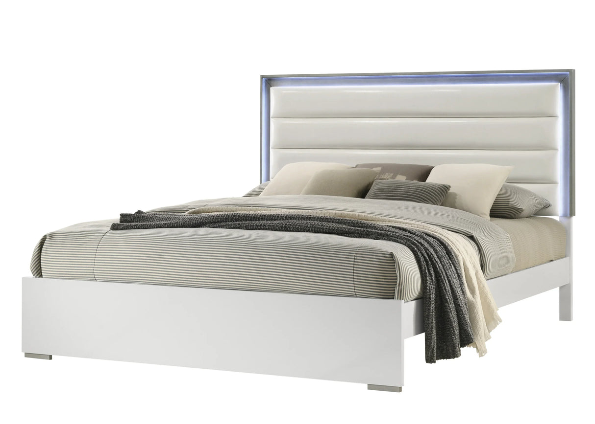 Bedroom Set Contemporary Full Bed Dresser Nightstand White - Furniture Home Direct