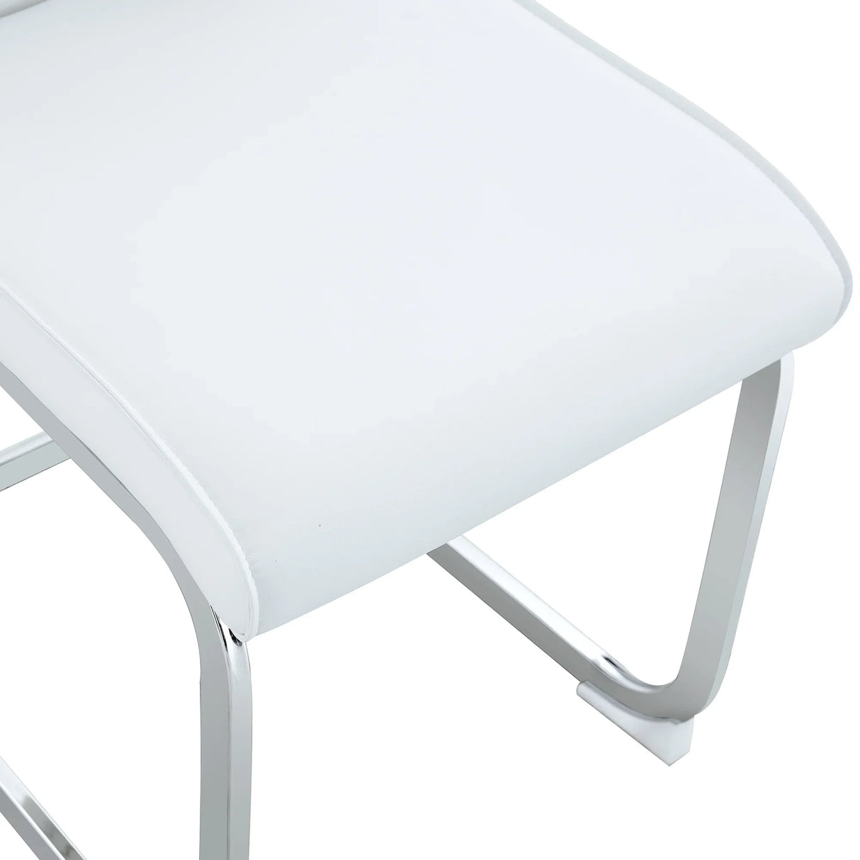 Dining Chairs Set Modern PU Upholstered Chrome White - Furniture Home Direct