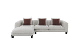 Mardi - Tweed Sectional Sofa With 3 Pillows - Maroon / Beige - Furniture Home Direct