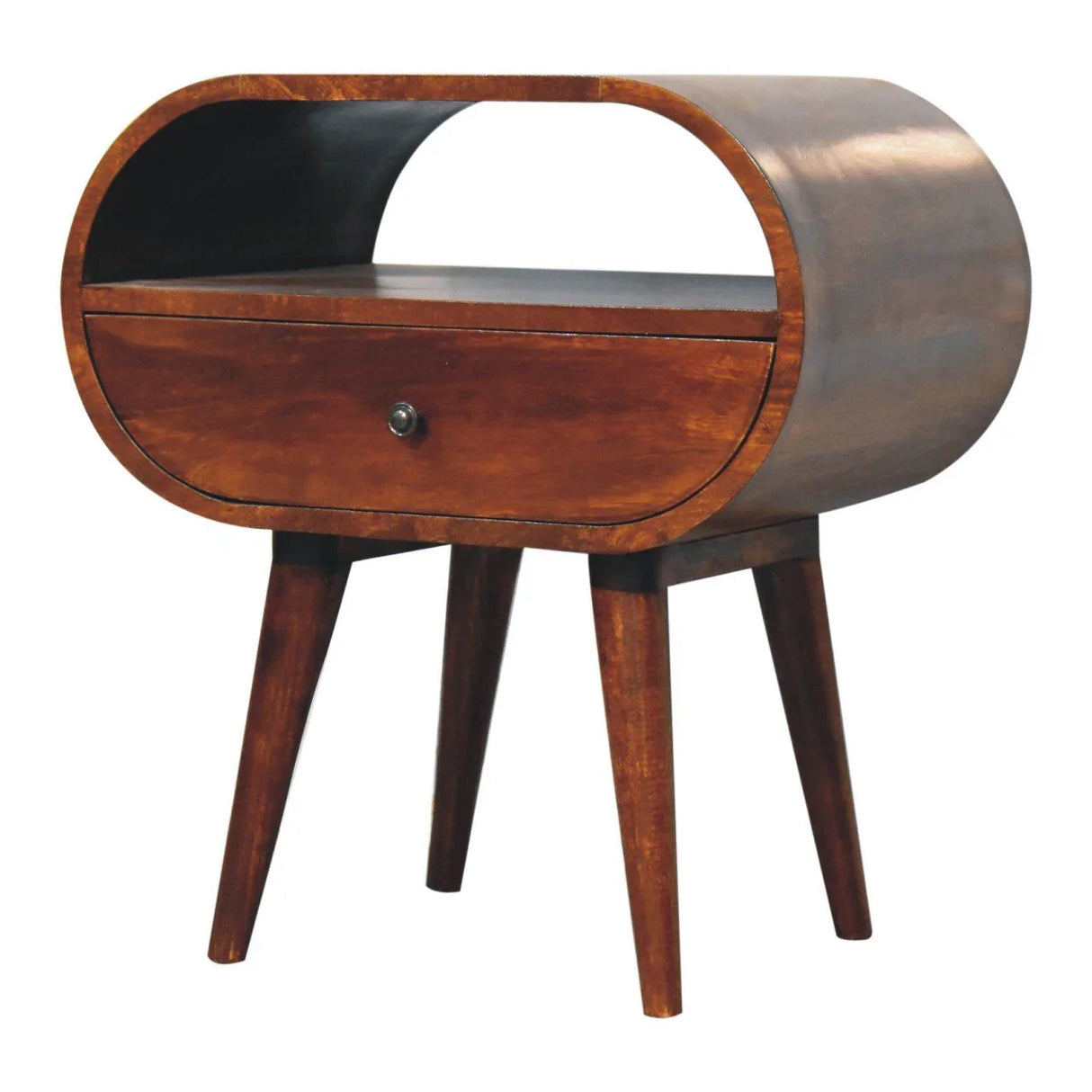 Large Chestnut Circular Bedside - Furniture Home Direct