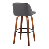 Toriano - Mid Century Modern Fixed Height Barstool Swivel And Round Footrest (Set of 2) - Furniture Home Direct