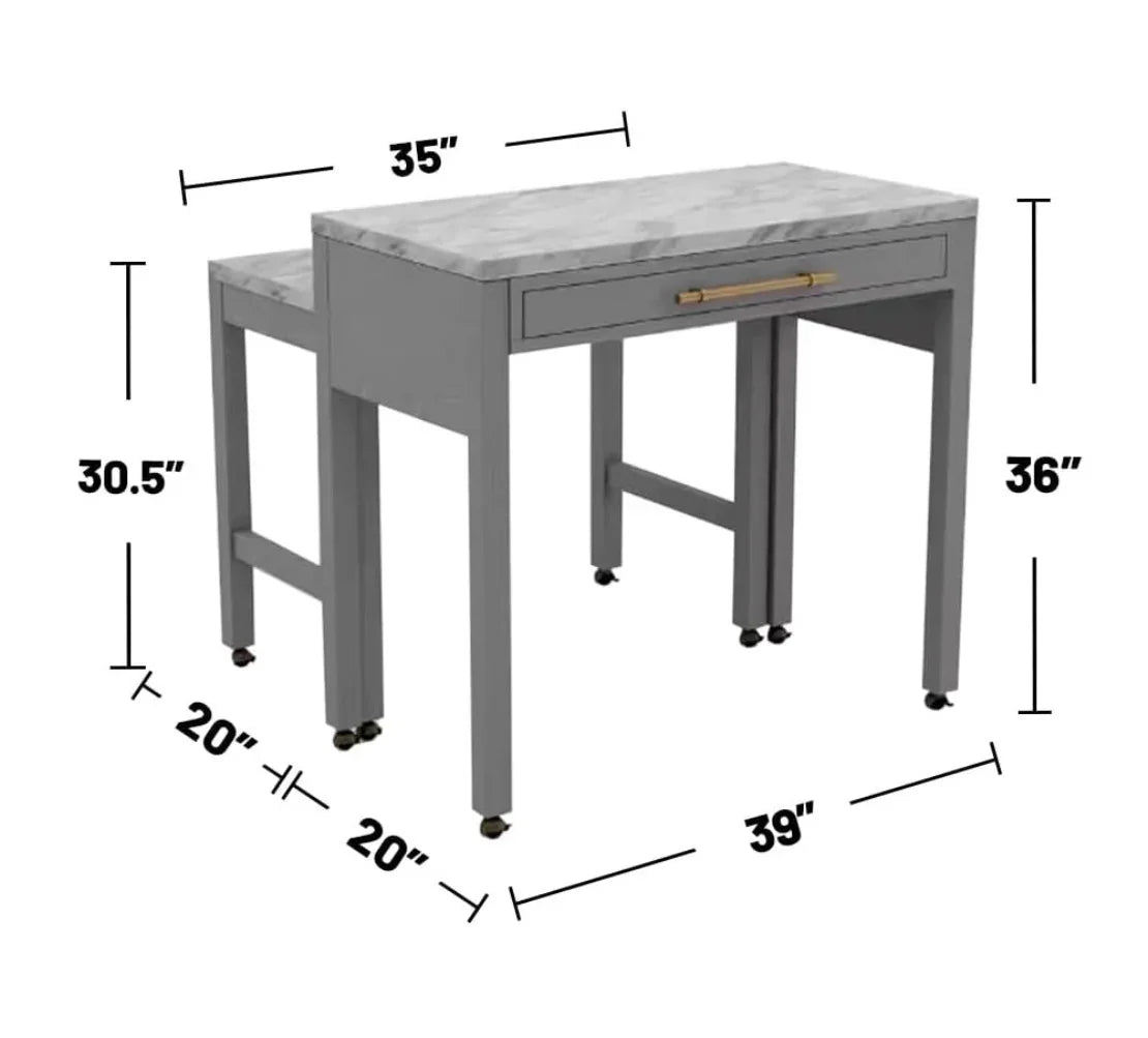 Counter Height Dining Island Set With Storage Stools Beige - Furniture Home Direct