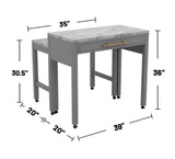 Counter Height Dining Island Set With Storage Stools Beige - Furniture Home Direct