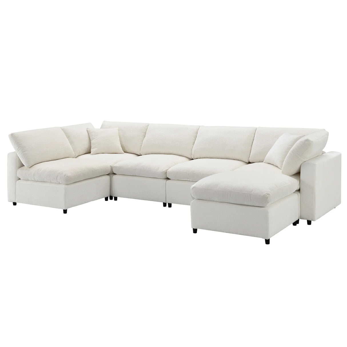 Modular Sectional Sofa With L Shaped Spacious Layout Beige - Furniture Home Direct
