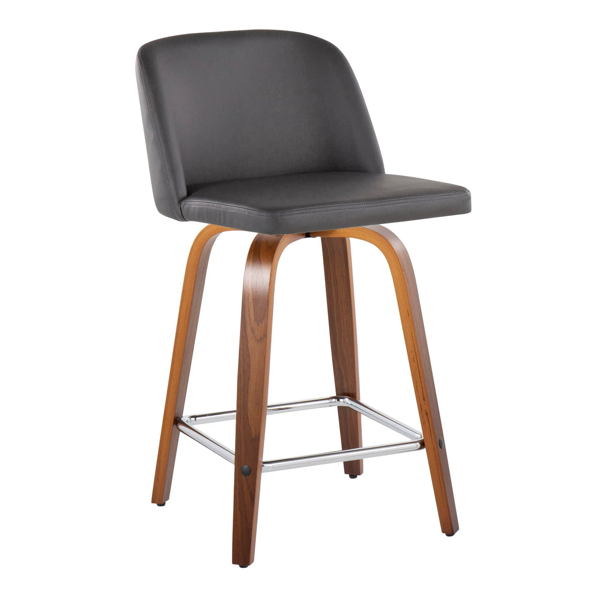 Toriano - Mid Century Modern Fixed Height Counter Stool With Swivel And Square Footrest (Set of 2) - Furniture Home Direct