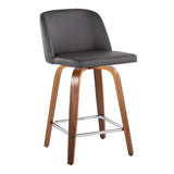 Toriano - Mid Century Modern Fixed Height Counter Stool With Swivel And Square Footrest (Set of 2) - Furniture Home Direct