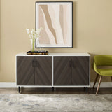Mid-Century Modern Faux Bookmatch Door Buffet - Furniture Home Direct
