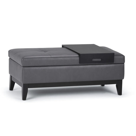 Oregon - Contemporary Storage Ottoman Bench With Tray - Furniture Home Direct