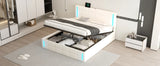 Storage Bed With LED Lights And Hydraulic Lift White - Furniture Home Direct