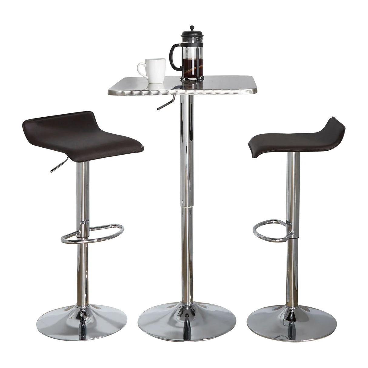 Ale - 3 Piece Bar Set Bistro Square Contemporary Adjustable Oval Footrest - Furniture Home Direct