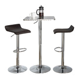 Ale - 3 Piece Bar Set Bistro Square Contemporary Adjustable Oval Footrest - Furniture Home Direct