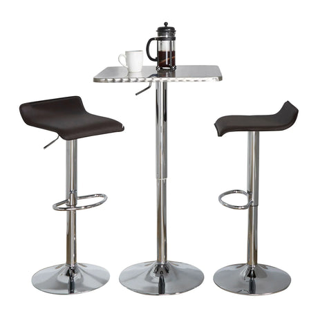 Ale - 3 Piece Bar Set Bistro Square Contemporary Adjustable Oval Footrest - Furniture Home Direct