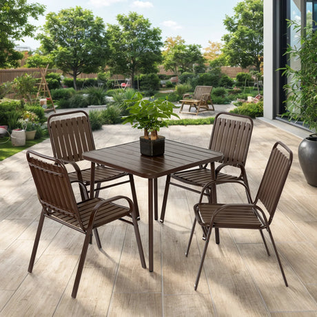 5-Piece Outdoor Dining Set - Brown - Furniture Home Direct