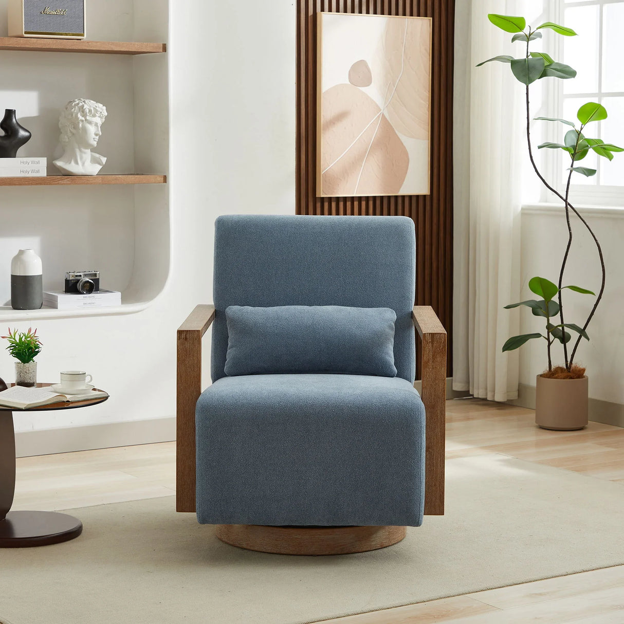 Swivel Modern Upholstered Accent Chair With Armrests - Furniture Home Direct