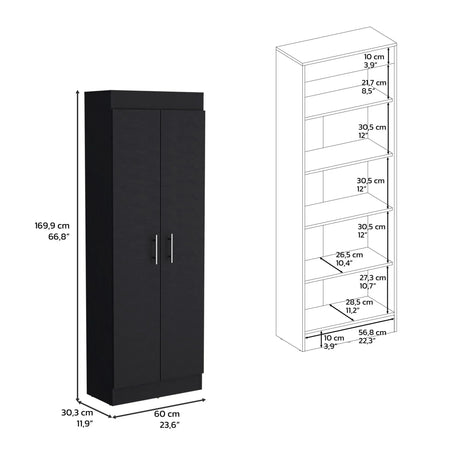 Clinton - Pantry Storage Kitchen Cabinet - Black - Furniture Home Direct