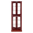 Corner Curio Dispaly Cabinet With Lights, Adjustable Tempered Glass Shelves, Mirrored Back (E26 Light Bulb Not Included) - Furniture Home Direct