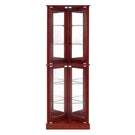 Corner Curio Dispaly Cabinet With Lights, Adjustable Tempered Glass Shelves, Mirrored Back (E26 Light Bulb Not Included) - Furniture Home Direct
