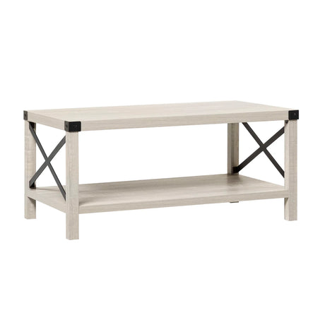Farmhouse Metal X Table With Lower Shelf - Furniture Home Direct