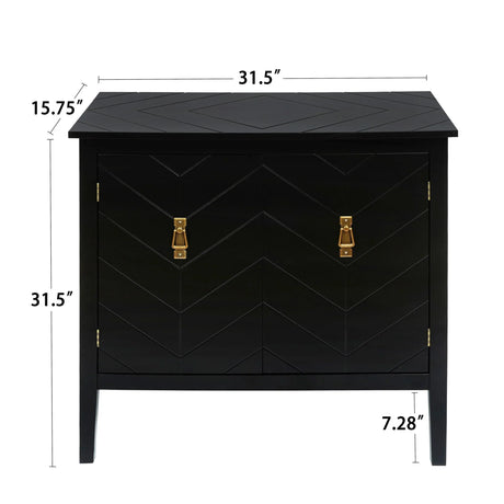 Vintage Style 2 Door Wooden Sideboard Cabinet For Living Room, Dining Room, Or Office - Black Wood - Furniture Home Direct