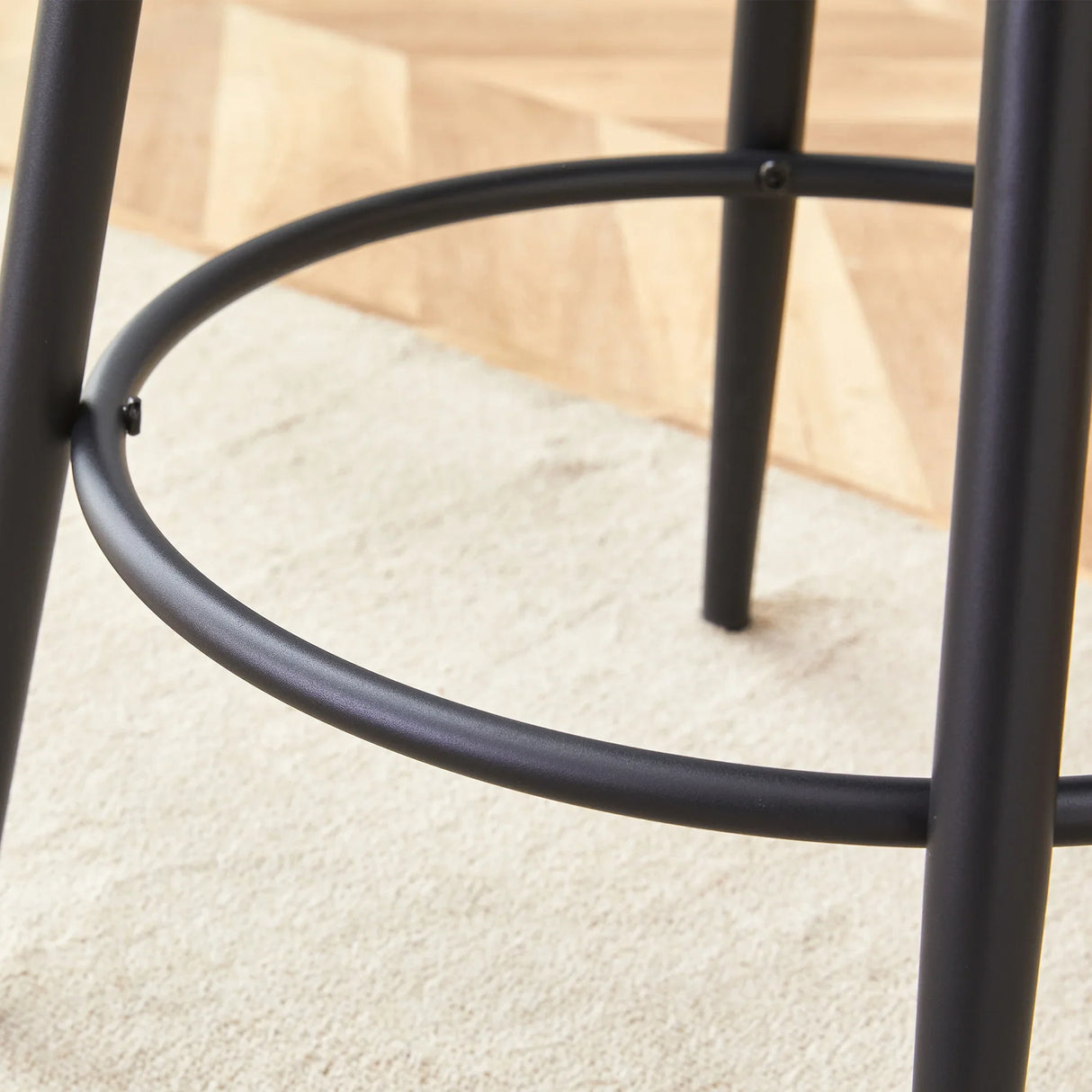 Counter Height Chairs Padded Seat Black Metal Frame White - Furniture Home Direct
