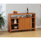 Sideboard Buffet Entry Cabinet Sliding Doors Metal Bar Handles Four Shelves - Furniture Home Direct