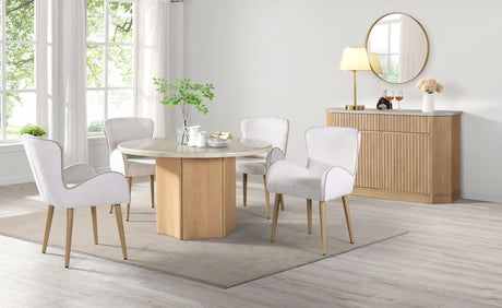 Qwin - Marble Top Round Dining Table - Natural - Furniture Home Direct