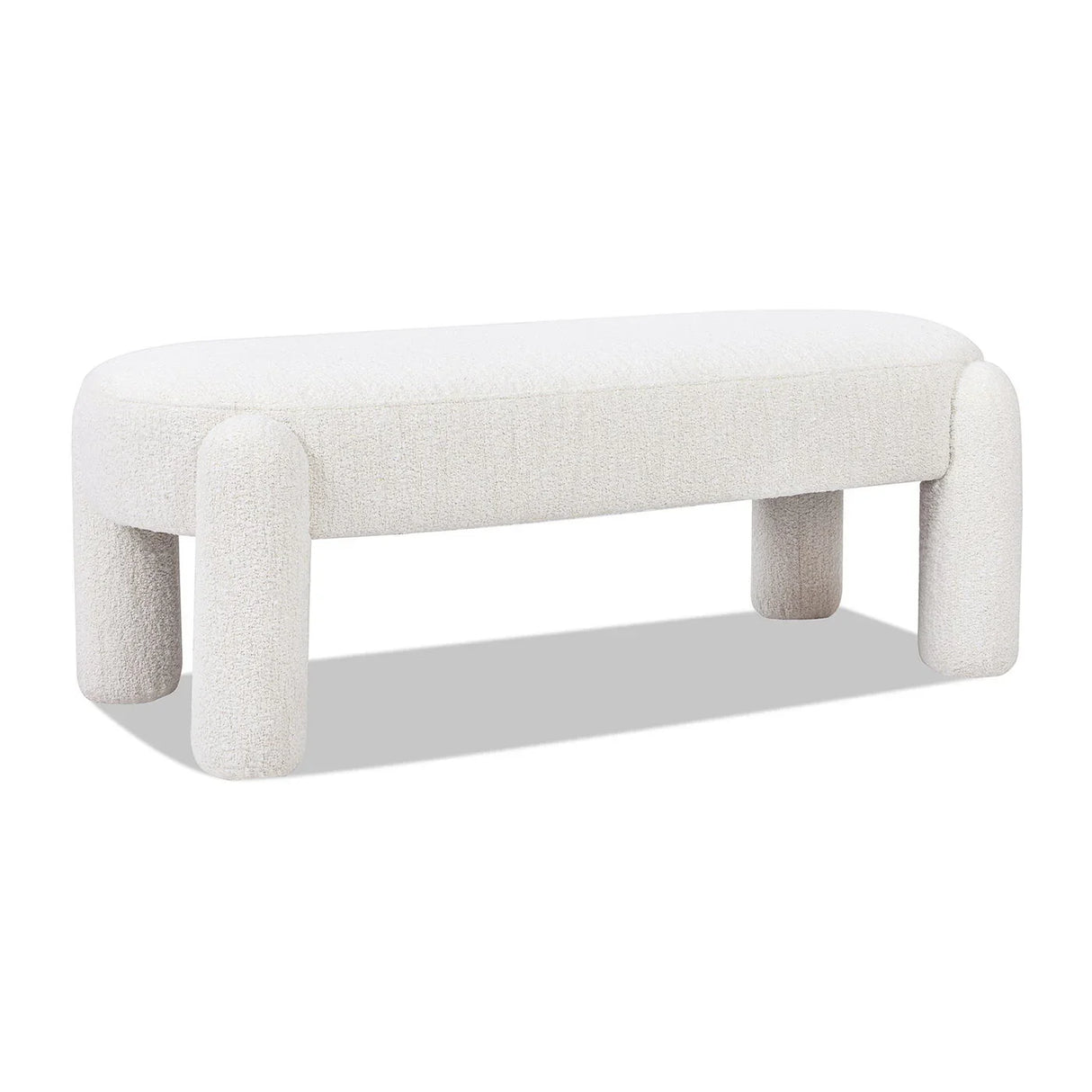 Hugo - Oval Fully Upholstered Bench - Milk Cream White - Furniture Home Direct