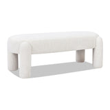Hugo - Oval Fully Upholstered Bench - Milk Cream White - Furniture Home Direct