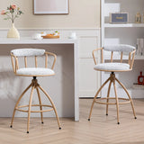 Counter Height Stool Swivel Set Of 2 Open Back Beige - Furniture Home Direct