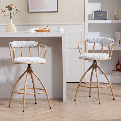 Counter Height Stool Swivel Set Of 2 Open Back Beige - Furniture Home Direct