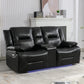 2 Seater Home Theater Recliner Manual Recliner Chair With A LED Light Strip Two Cup Holders And A Storage Box For Living Room - Furniture Home Direct