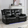 2 Seater Home Theater Recliner Manual Recliner Chair With A LED Light Strip Two Cup Holders And A Storage Box For Living Room - Furniture Home Direct