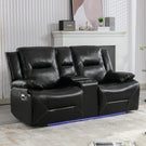 2 Seater Home Theater Recliner Manual Recliner Chair With A LED Light Strip Two Cup Holders And A Storage Box For Living Room - Furniture Home Direct