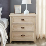 Transitional Farmhouse Framed 3 Drawer Nighstand With Cup Handles - Furniture Home Direct
