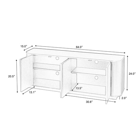 Contemporary Sideboard Storage Cabinet TV Stand With Wave Pattern - Furniture Home Direct