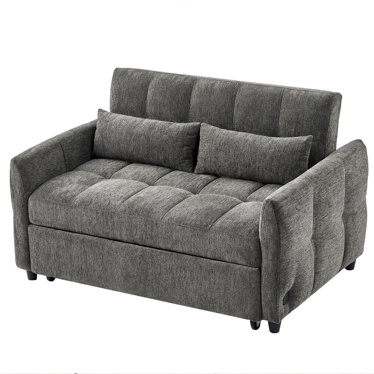 Loveseat Sofa Pull-Out Bed With Adjustable Backrest, 3 USB Ports And 2 Lumbar Pillows For Living Room - Furniture Home Direct