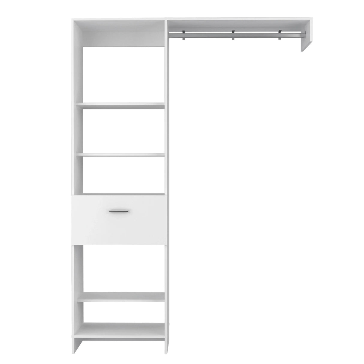 Closet System With Drawer Shelves Hanging Rod White - Furniture Home Direct